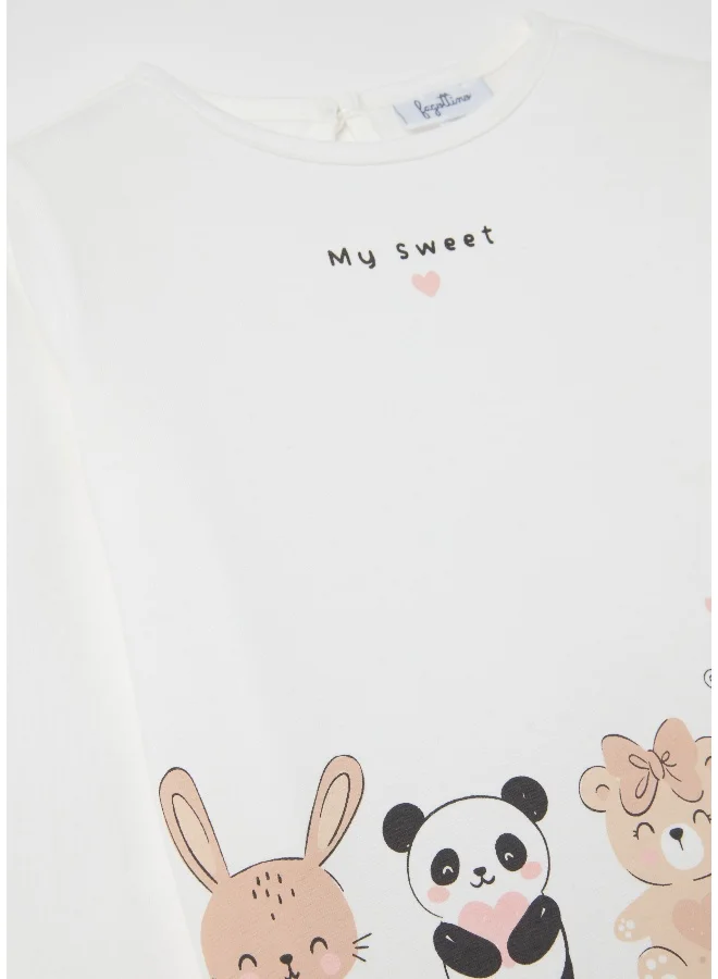 او في اس T-shirt with long sleeves and animals print