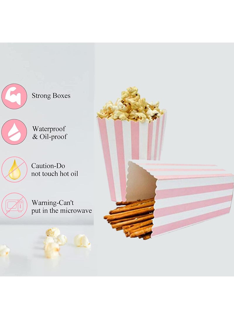 Sweet seven 50 صندوق فشار بنمط خطوط وردية - أدوات مائدة زخرفية للحفلات - 11.5 x 5 سم - Image 3