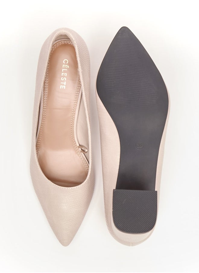 Celeste Women's Textured Slip-On Shoes with Block Heels  - Image 4