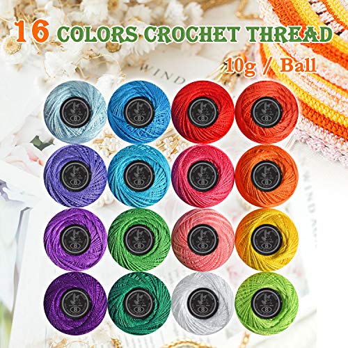 colored bird 16 Colors Crochet Thread Craft Yarn for Knitting and Crochet | Includes Crochet Hooks, Weaving Needles, Locking Stitch Markers All Tool Need Perfect Beginner Kit - Image 4