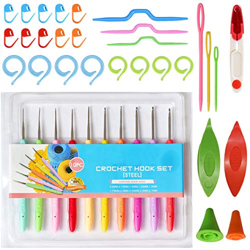 colored bird 16 Colors Crochet Thread Craft Yarn for Knitting and Crochet | Includes Crochet Hooks, Weaving Needles, Locking Stitch Markers All Tool Need Perfect Beginner Kit - Image 2