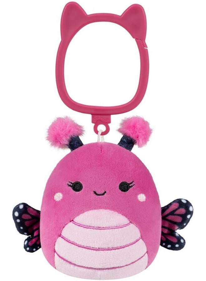 Jazwares Squishmallows Clip-On the Raspberry Pink Monarch Butterfly - Marcelina (3.5 Inch) - Image 2