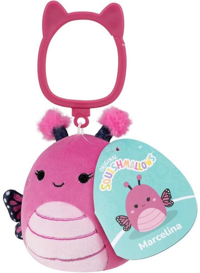 Jazwares Squishmallows Clip-On the Raspberry Pink Monarch Butterfly - Marcelina (3.5 Inch) - Image 1