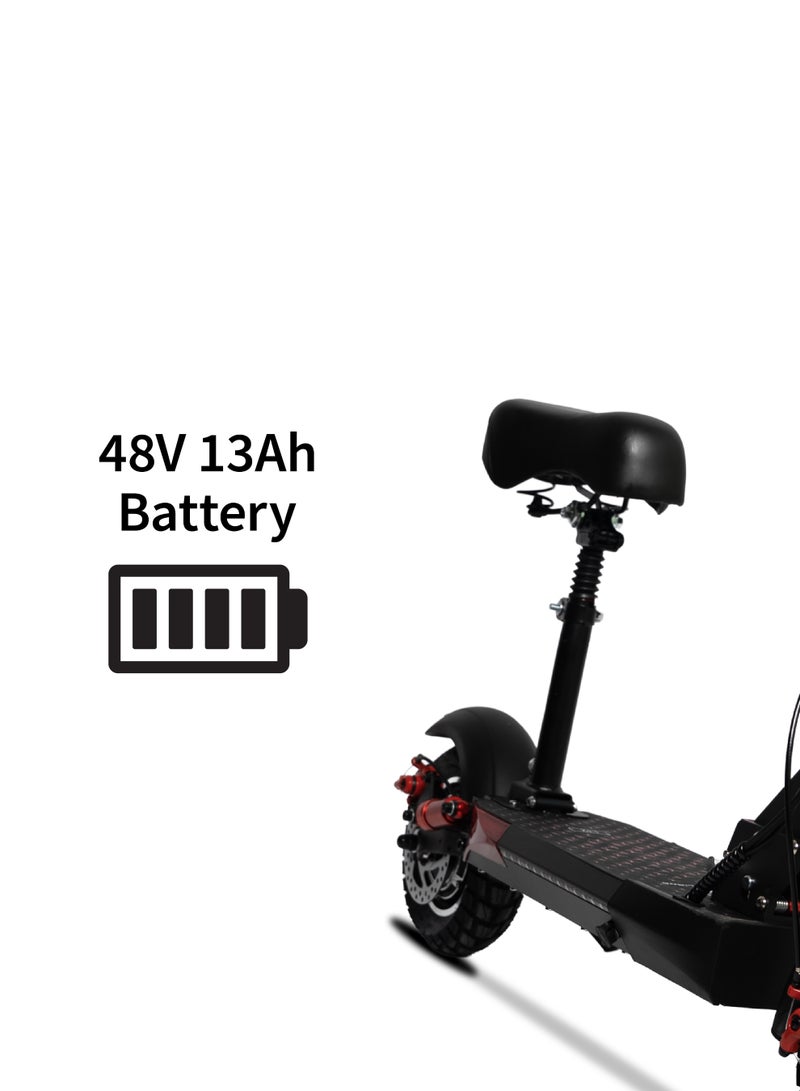 لاكي ليانغ سكوتر كهربائي Lucky Liang L12 بمحرك 600 واط، بطارية 48 فولت 13 أمبير، سرعة 60 كم/ساعة، مدى 40 كم، إطارات طريق 10 بوصات، يشمل خوذة وسترة أمان – سكوتر كهربائي قابل للطي من الألومنيوم مع تعليق خلفي ومكابح قرصية - Image 3