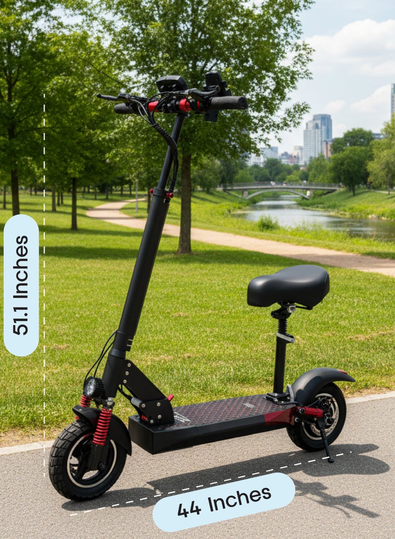 لاكي ليانغ سكوتر كهربائي Lucky Liang L12 بمحرك 600 واط، بطارية 48 فولت 13 أمبير، سرعة 60 كم/ساعة، مدى 40 كم، إطارات طريق 10 بوصات، يشمل خوذة وسترة أمان – سكوتر كهربائي قابل للطي من الألومنيوم مع تعليق خلفي ومكابح قرصية - Image 5