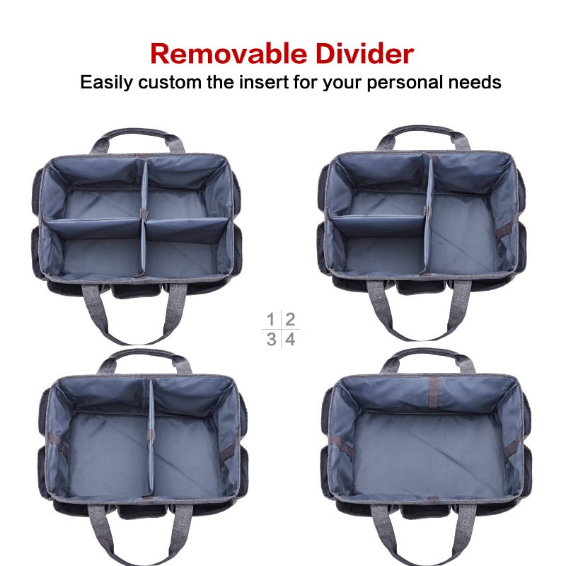 HOMEST Craft Organizer Tote Bag with Multiple Pockets, Storage Art Caddy for Scrapbooking, Crafts Supply Carrier for Tool, Gray - Image 4