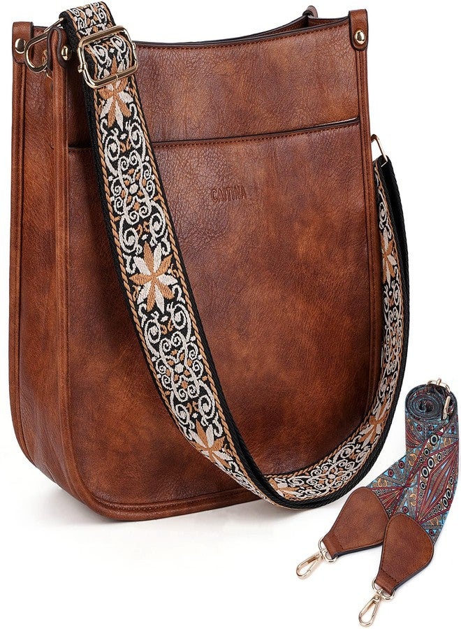 Caitina Crossbody Bag Women Vegan Leather Hobo Handbag Trendy Crossbody Shoulder Bag Purses For Women with 2 Adjustable Strap, A7-1 Shenzong, Retro - Image 1