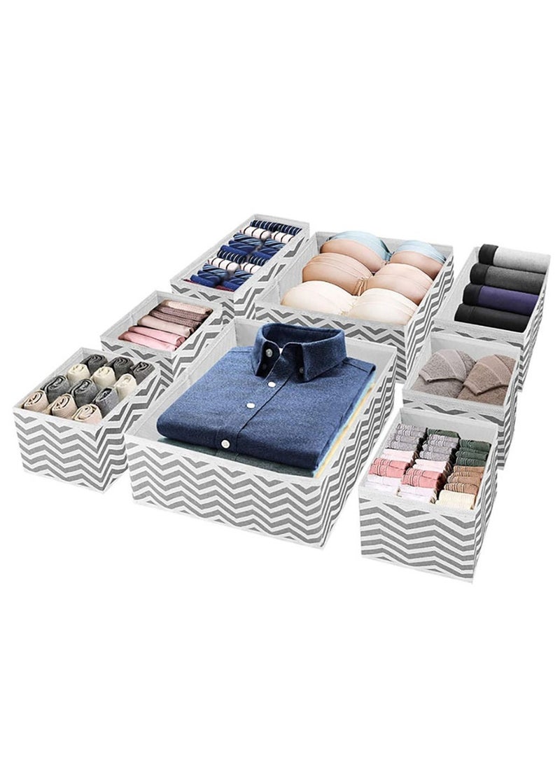 Arabest Foldable Drawer Organizer, Closet Organizer Drawer for Underwear/Underpants/Socks/Bra/Panties/Ties, 8 Pack Storage Dividers Bins 2 Large+2 Medium+4 Small White/Black  - Image 1