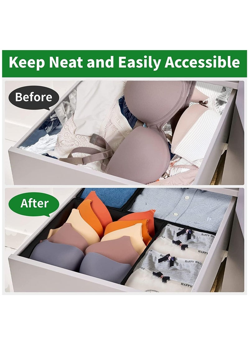 Arabest Foldable Drawer Organizer, Closet Organizer Drawer for Underwear/Underpants/Socks/Bra/Panties/Ties, 8 Pack Storage Dividers Bins 2 Large+2 Medium+4 Small White/Black  - Image 3
