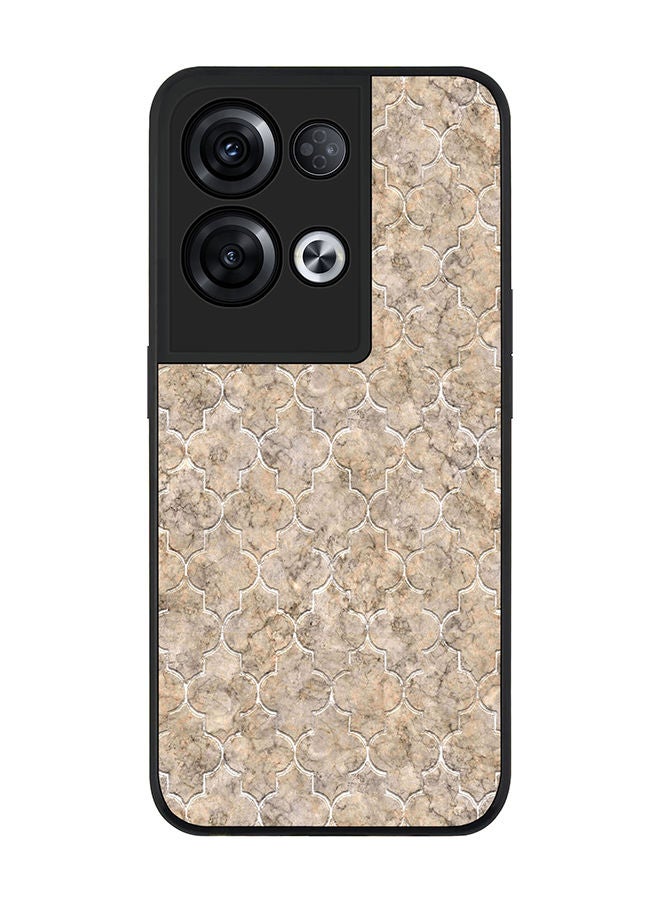 Stylizedd Rugged Black edge case for Oppo Reno8 Pro Slim fit Soft Case Flexible Rubber Edges Anti Drop TPU Gel Thin Cover - Arabesque Tiles - Image 1