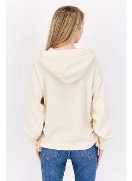 Aerie Women Hooded  Solid Ruched Long Sleeves Sweatshirt, Beige  - Image 3