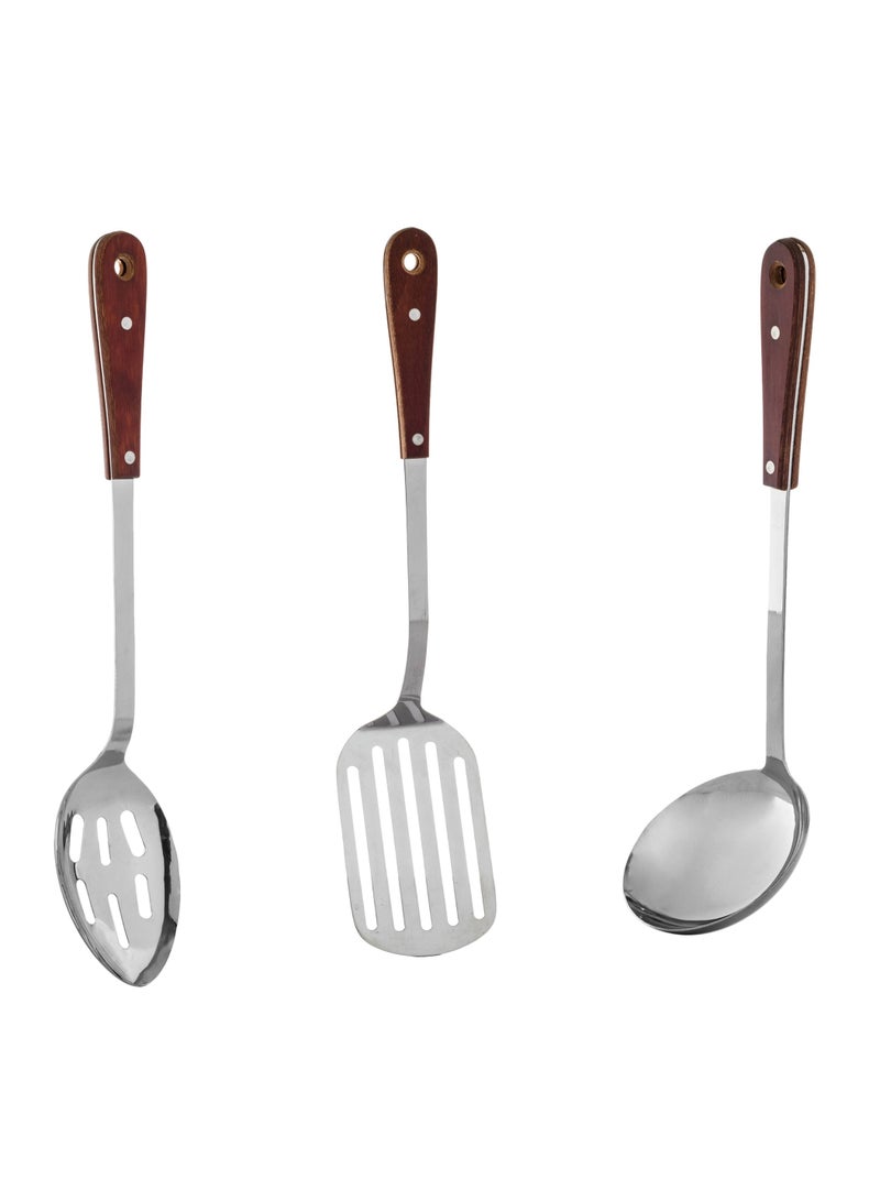 Hic Stainless Steel Spoons With Wooden Handle 3 pieces - Image 1
