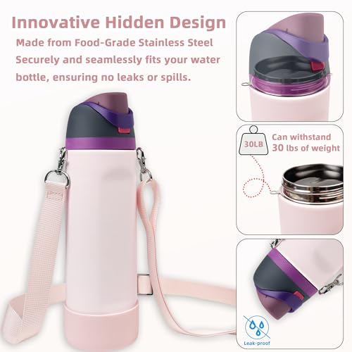 SITKOL Silicone Boot Set for Owala Water Bottle 24 oz - Includes Non-Slip Sleeve, Shoulder Strap & Handle Strap, Perfect Accessory, Fits Owala Tumbler & Free Sip, Pink - Image 2