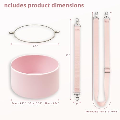 SITKOL Silicone Boot Set for Owala Water Bottle 24 oz - Includes Non-Slip Sleeve, Shoulder Strap & Handle Strap, Perfect Accessory, Fits Owala Tumbler & Free Sip, Pink - Image 5