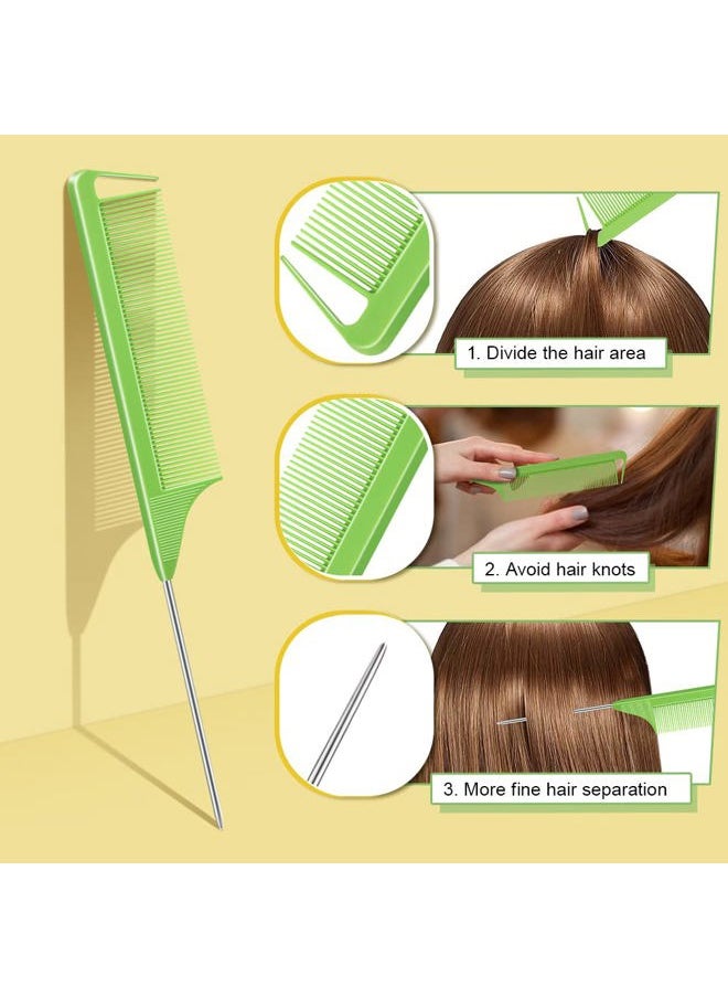 TsMADDTs Topsy TsMADDTs Hair Styling Set - 6 Pack with French Braid Tools, Rat Tail Combs for Hair Styling (Yellow & Green)  - Image 5