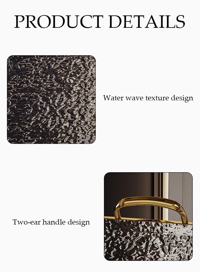 DUNISO Three-Piece Wave Transparent Gold-Rimmed Tray Set, With Handles, Can Be Used For Coffee Tables, Dessert Cakes, Living Room Decorations, Party Homes, Restaurants, Dressing Tables, Etc., High-End Anti-Fall Storage Trays, Dining Trays - Image 3