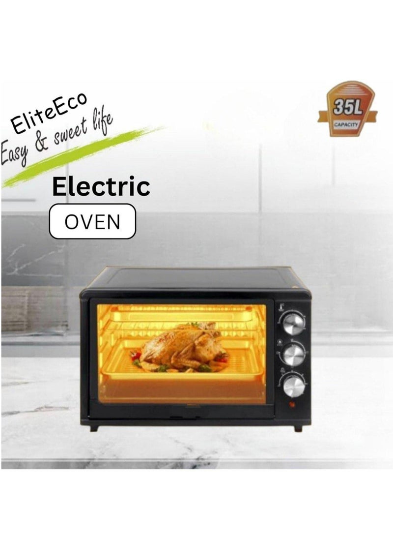 Generic 35L Electric Oven, 1500W Countertop Toaster Oven – Adjustable Thermostat & Timer, 90-Min Timer, Rotisserie Chicken Grill, Bake, Roast, Pizza Maker – Includes Fry Pan & Wire Rack  - Image 4