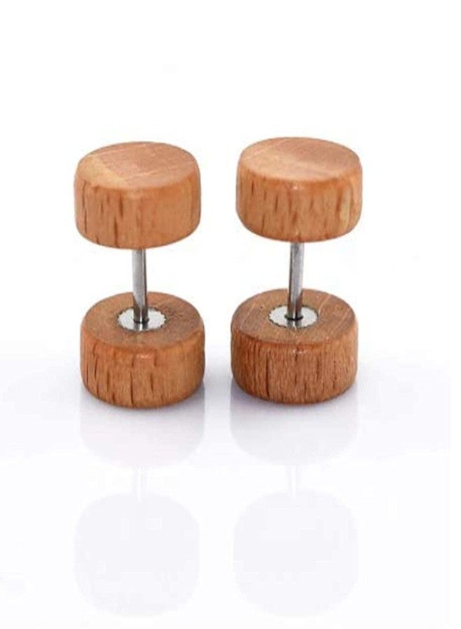 One Point Collections wood Imitation Earrings for Boys, Multicolor (Pack Of 3) - Image 2
