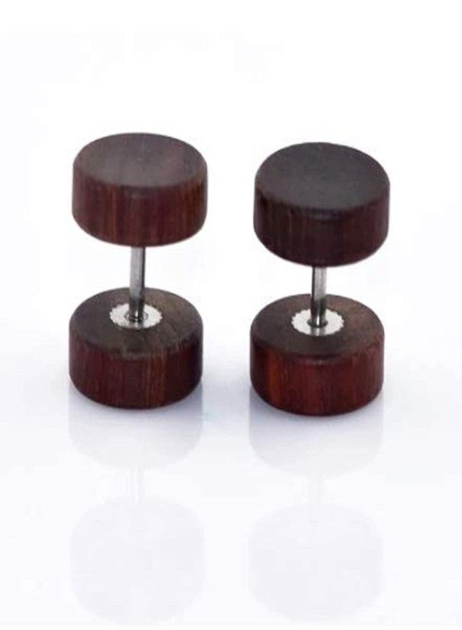 One Point Collections wood Imitation Earrings for Boys, Multicolor (Pack Of 3) - Image 3