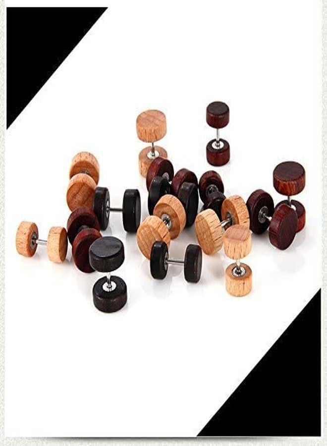 One Point Collections wood Imitation Earrings for Boys, Multicolor (Pack Of 3) - Image 5