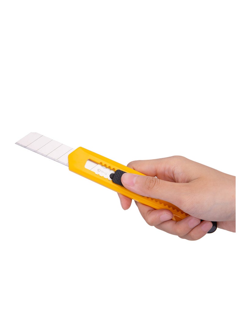 Deli Deli Snap-Off Cutter Knife - 8 Blades, Hard SK2 Steel, Yellow, E2001 - Image 5