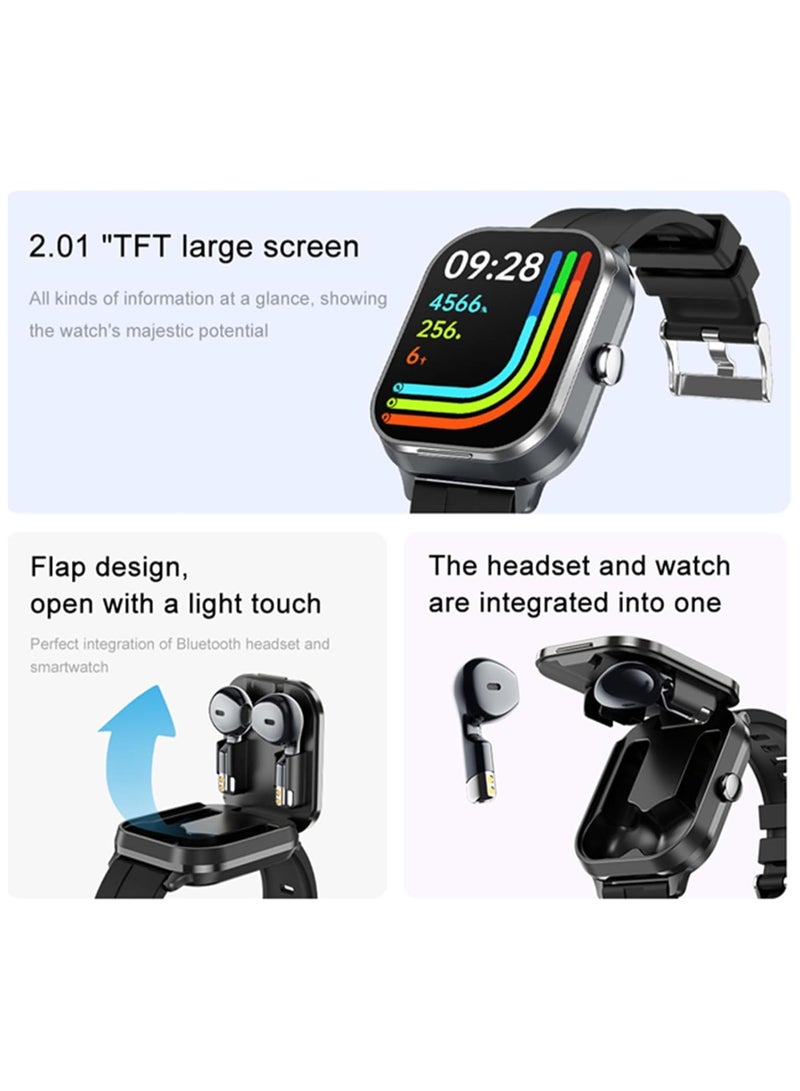 AROAQ D8Pro 2.01" TFT Smartwatch with Earbuds Smart Watch TWS Wireless Bluetooth Headset Health Monitor Fitness Tracker Bluetooth Call Music Player - Image 3