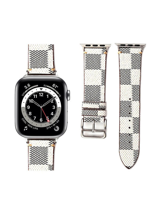 نيبمينينت سوار بديل من الجلد بنقشة مربعات لساعات أبل سلسلة ‎6/SE/5/4/3/2/1 رمادي