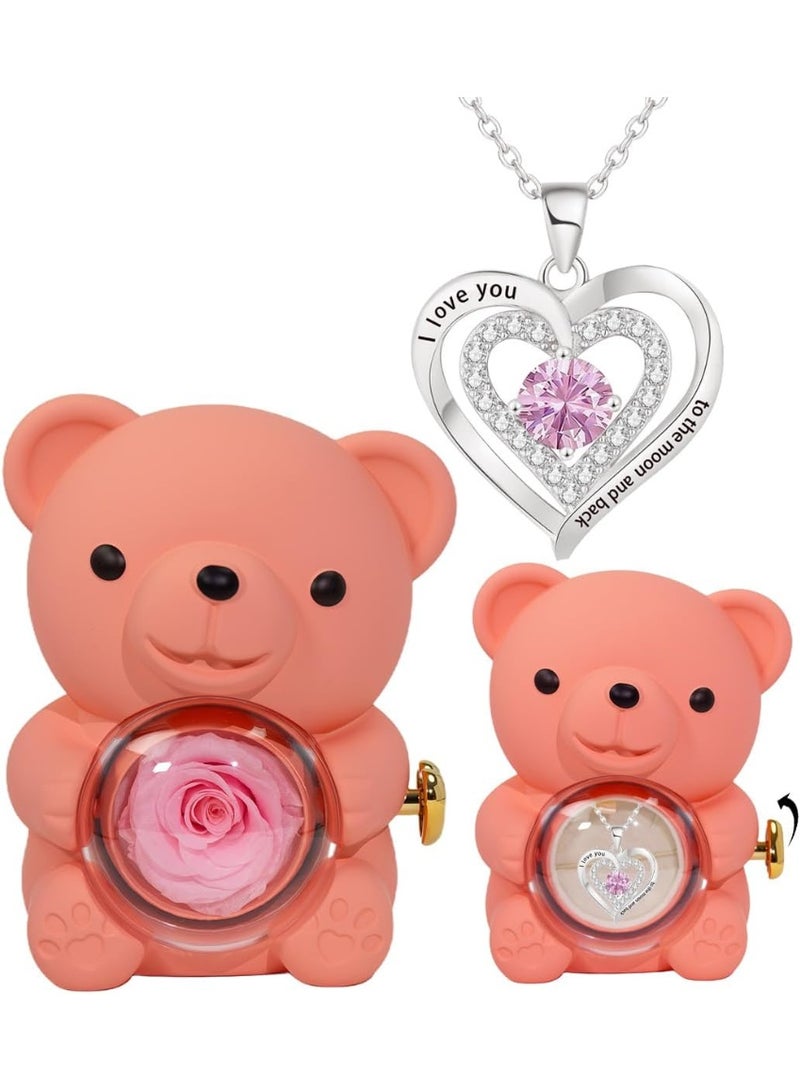 دبدوب هدية يحمل وردة داخل كرة شفافة – تصميم فاخر ومثالي للهدايا الرومانسية والمناسبات (هدية عيد الحب -هدية للحبيبة - هدية للبنات ) لون بينك - Image 2