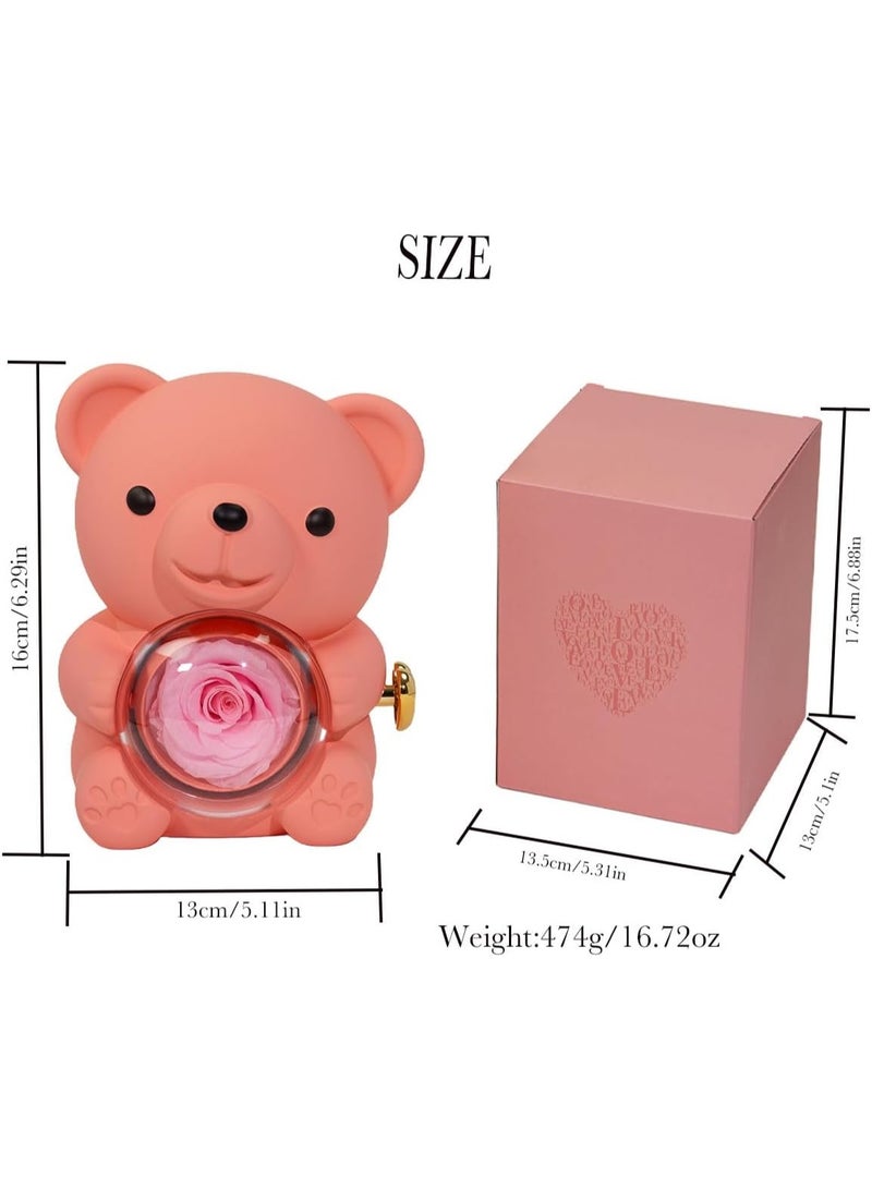 دبدوب هدية يحمل وردة داخل كرة شفافة – تصميم فاخر ومثالي للهدايا الرومانسية والمناسبات (هدية عيد الحب -هدية للحبيبة - هدية للبنات ) لون بينك - Image 3