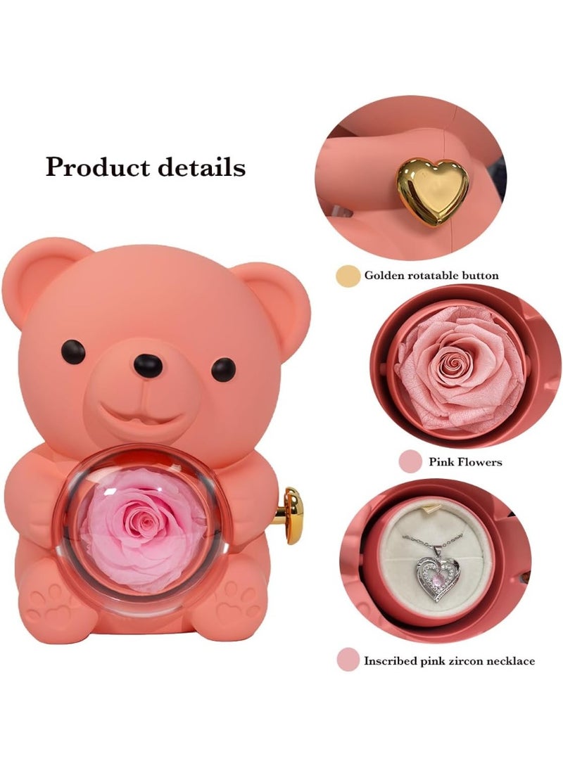 دبدوب هدية يحمل وردة داخل كرة شفافة – تصميم فاخر ومثالي للهدايا الرومانسية والمناسبات (هدية عيد الحب -هدية للحبيبة - هدية للبنات ) لون بينك - Image 4