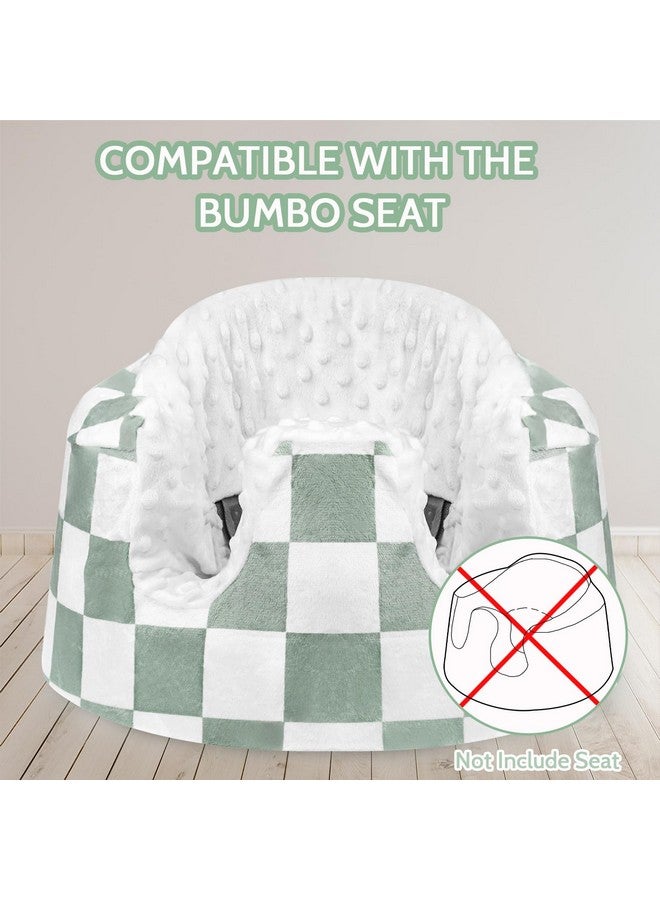 DILIMI Minky Seat Cover Compatible with Bumbo Seat, Removable Ultra Soft Comfortable Warm Seat Slipcover for Baby Girl and Boy, Green Checkered - Image 3