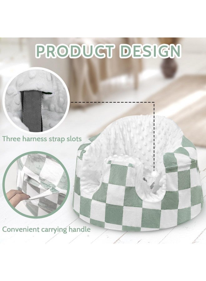 DILIMI Minky Seat Cover Compatible with Bumbo Seat, Removable Ultra Soft Comfortable Warm Seat Slipcover for Baby Girl and Boy, Green Checkered - Image 2