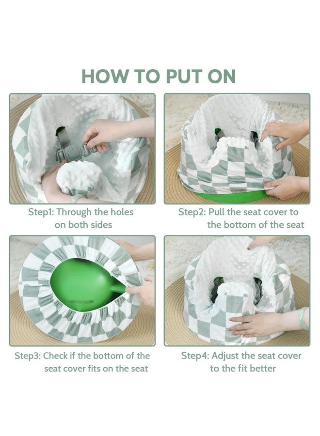 DILIMI Minky Seat Cover Compatible with Bumbo Seat, Removable Ultra Soft Comfortable Warm Seat Slipcover for Baby Girl and Boy, Green Checkered - Image 4