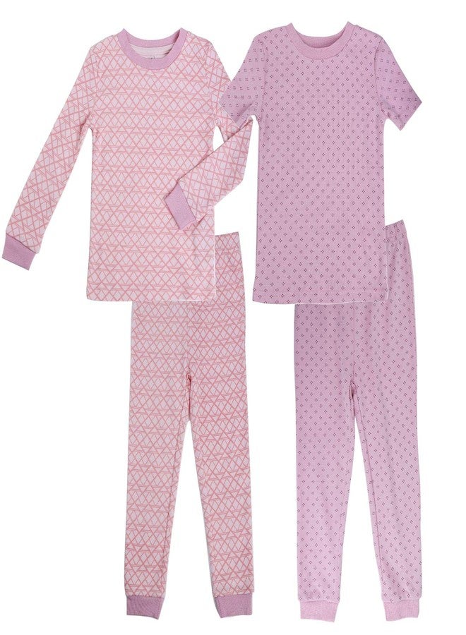 Asher and Olivia Girl Pajamas Infant Pj Pants Sleepers Kid Sleepwear Set 3T, Geo Pink - Image 1