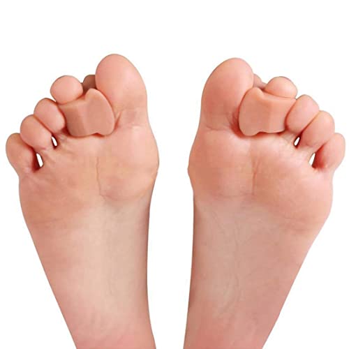 Digital Shoppy 1 Pair Silicone Gel Toe Separator Straightener Bunion Spacers Corrector Hallux Valgus Relief Foot Care Tool, Beige (Small) - Image 4