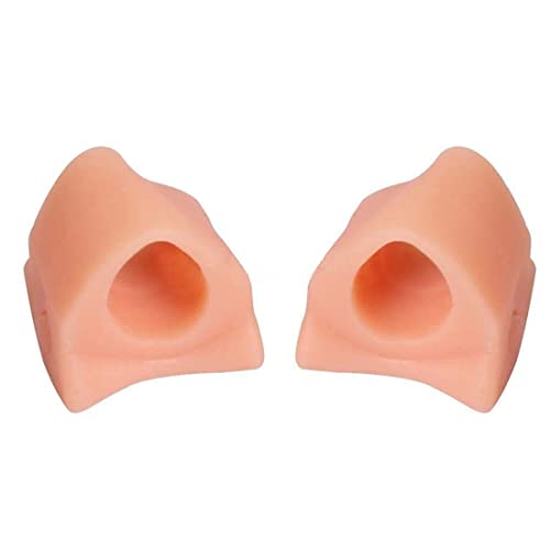 Digital Shoppy 1 Pair Silicone Gel Toe Separator Straightener Bunion Spacers Corrector Hallux Valgus Relief Foot Care Tool, Beige (Small) - Image 1