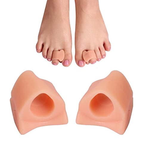Digital Shoppy 1 Pair Silicone Gel Toe Separator Straightener Bunion Spacers Corrector Hallux Valgus Relief Foot Care Tool, Beige (Small) - Image 2