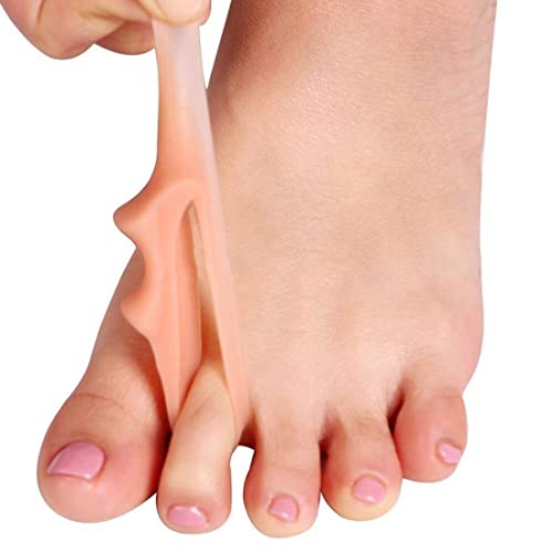 Digital Shoppy 1 Pair Silicone Gel Toe Separator Straightener Bunion Spacers Corrector Hallux Valgus Relief Foot Care Tool, Beige (Small) - Image 5