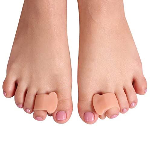 Digital Shoppy 1 Pair Silicone Gel Toe Separator Straightener Bunion Spacers Corrector Hallux Valgus Relief Foot Care Tool, Beige (Small) - Image 3