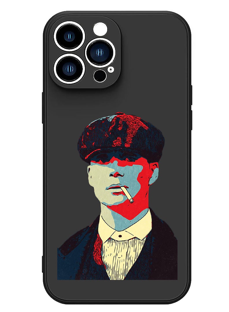 Theodor Protective Slim Fit Case Liquid Silicone Cover with Full Body Protection Anti-Scratch Shockproof Case For iPhone 15 Pro Black - Peaky Blinder - Image 1