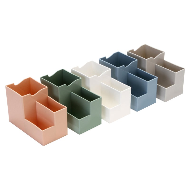 Desk Organizer: 4.0 X 2.9 X 1.8 Inch Blue Premium Wood Plastic Board Multi-Compartment - Space-Saving Tidy Desk Holder for Home Office, School, Dormitory Study - Image 1