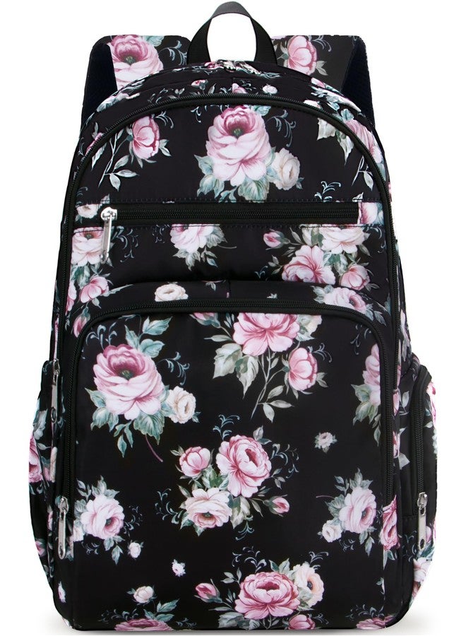 FOKDUVB Floral Large Travel Backpack for Women Work School Bag for College Campus Bookbag XL Extral Carry On Airline Approved, Rose, Extral Large, Large Travel Backpack - Image 2
