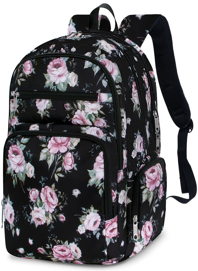 FOKDUVB Floral Large Travel Backpack for Women Work School Bag for College Campus Bookbag XL Extral Carry On Airline Approved, Rose, Extral Large, Large Travel Backpack - Image 1