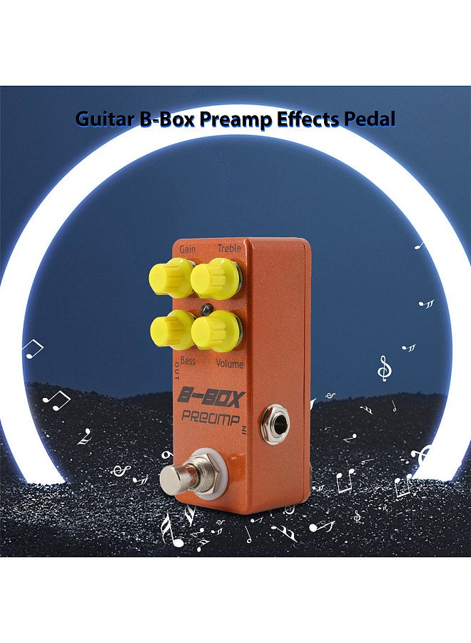 Generic Guitar B-Box Preamp Pedal Electric Guitar Effects Pedal True Bypass Zinc Alloy Shell DC 9V 6.35mm Input/Output Interface Gain/Treble/Bass/Volume 4 Knobs Mini Guitar B-Box Preamp Effector  - Image 4