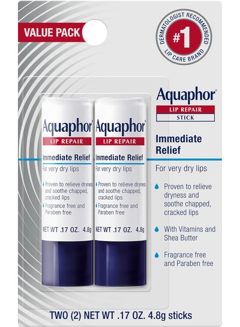 Aquaphor Lip Repair Pen - Soothes Dry, Chapped Lips - 2 (2) 0.17 oz. Pack, Assorted Colors - Image 1