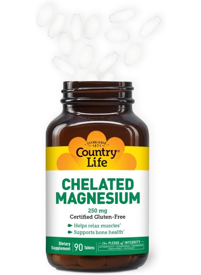 Country Life - Chelated Magnesium, 250 mg - 90 Tablets - Image 2