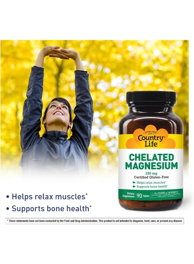 Country Life - Chelated Magnesium, 250 mg - 90 Tablets - Image 5
