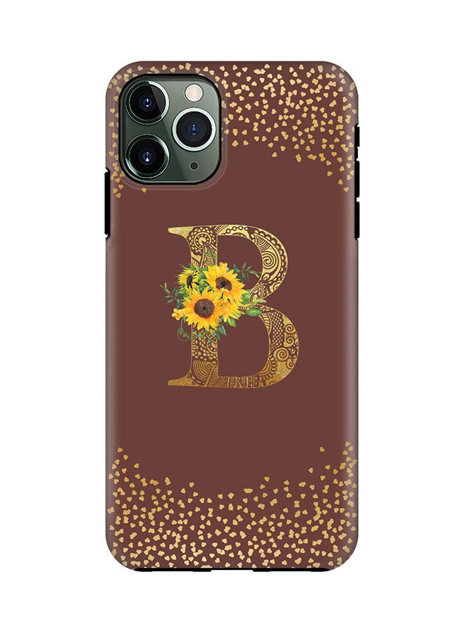 Stylizedd Monogram Tough Series for Apple iPhone 11 Pro Custom Initials Floral Mandala Pattern Tough Pro Dual Layer hybrid PC inner TPU protection Alphabet- B (Brown) - Image 1