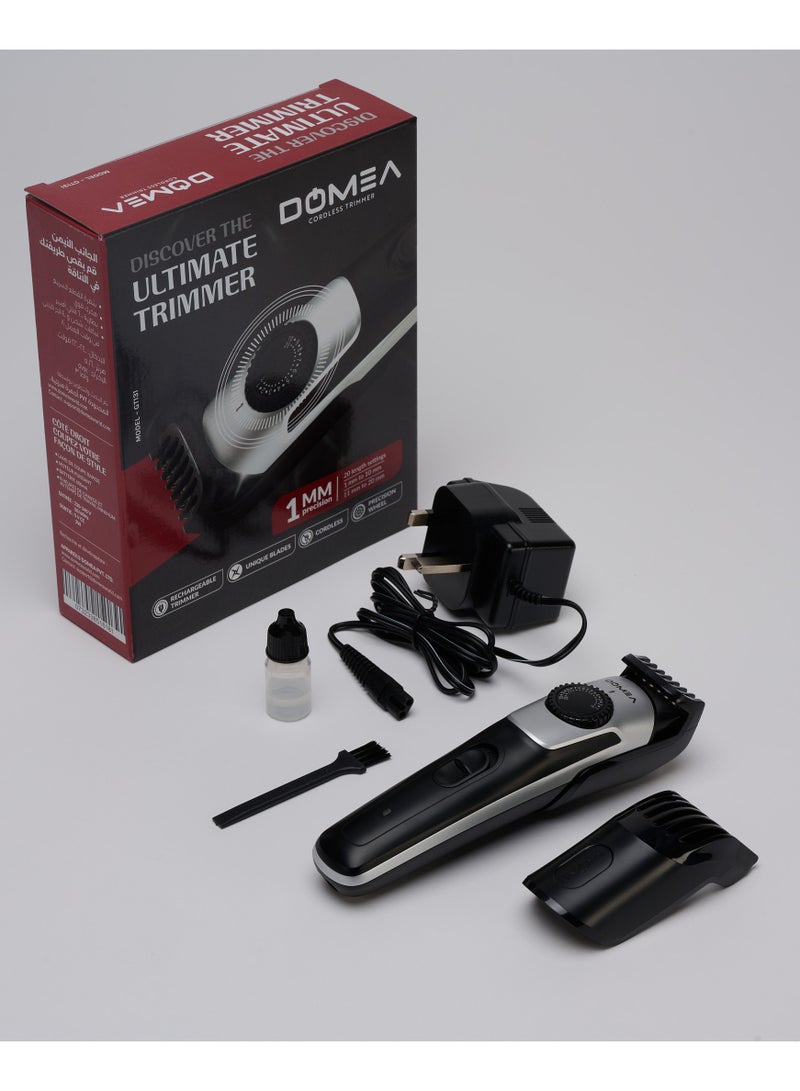 DOMEA ماكينة تشذيب لاسلكية قابلة لإعادة الشحن للرجال والنساء، شفرة من الفولاذ المقاوم للصدأ لقص الشعر/اللحية بسهولة ودقة وسلاسة، 20 إعداد طول، لجميع أنواع الشعر- GT131 - Image 3
