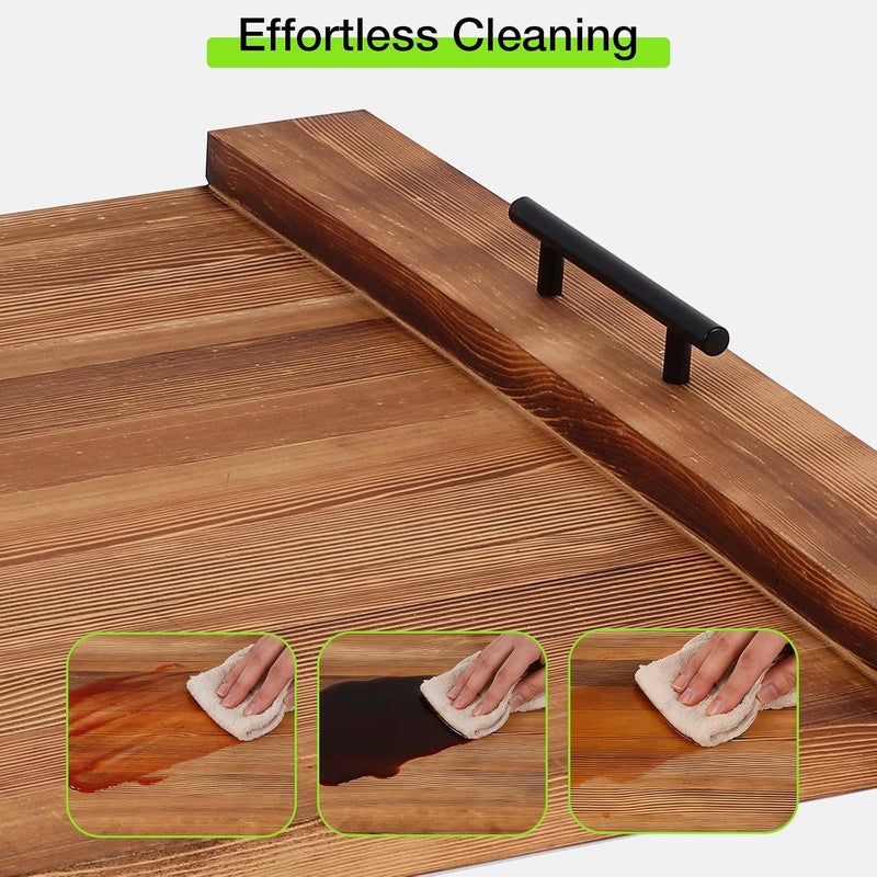 FAHKNS غطاء موقد لوح النودلز بمقابض، 30 × 22 × 2.1 بوصة غطاء موقد خشبي، غطاء موقد متعدد الوظائف للموقد الكهربائي والغازي (بني) - Image 5